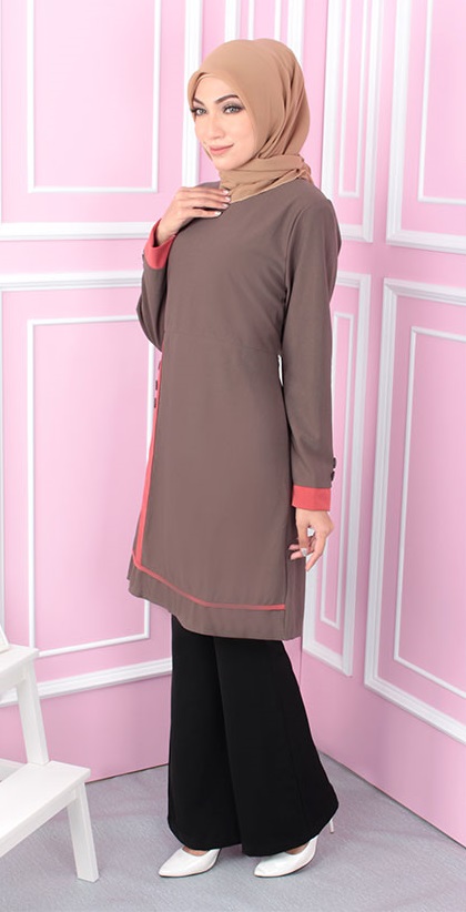 QA-557 WOMEN'S BLOUSE COFFEE